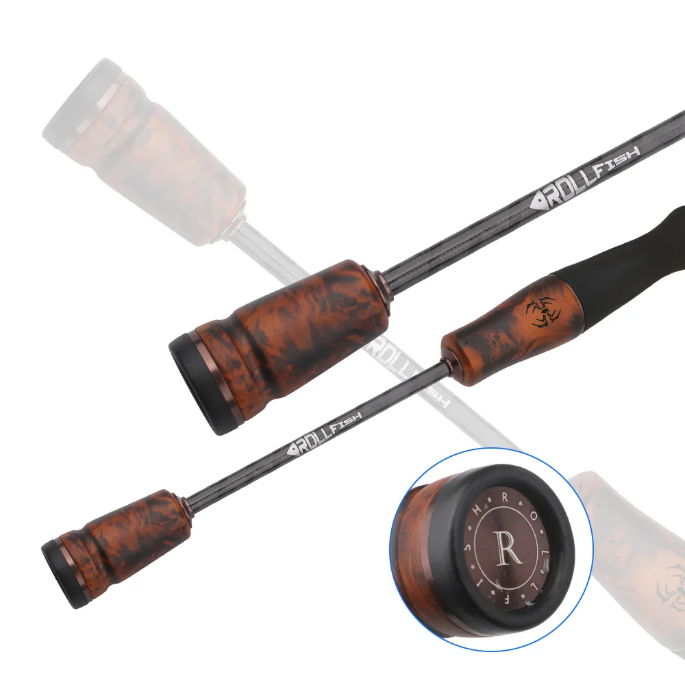 ROLLFISH Angelrute mit Massivholzgriff, UL Spinning Casting Forellen-Angelrute aus Kohlefaser, Superweiche Angelrute mit Schneller Aktion, 1,38-1,8m – Detail 5