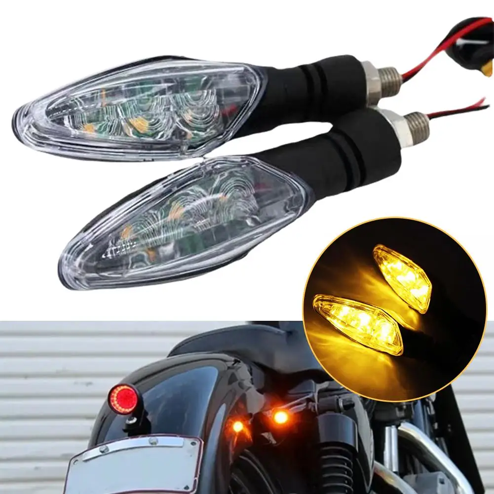 2pcs Mini LED Motorcycle Turn Signal Lights - 12V 10mm Amber Indicator Lights For Direction, Easy To Install Waterproof R7A7