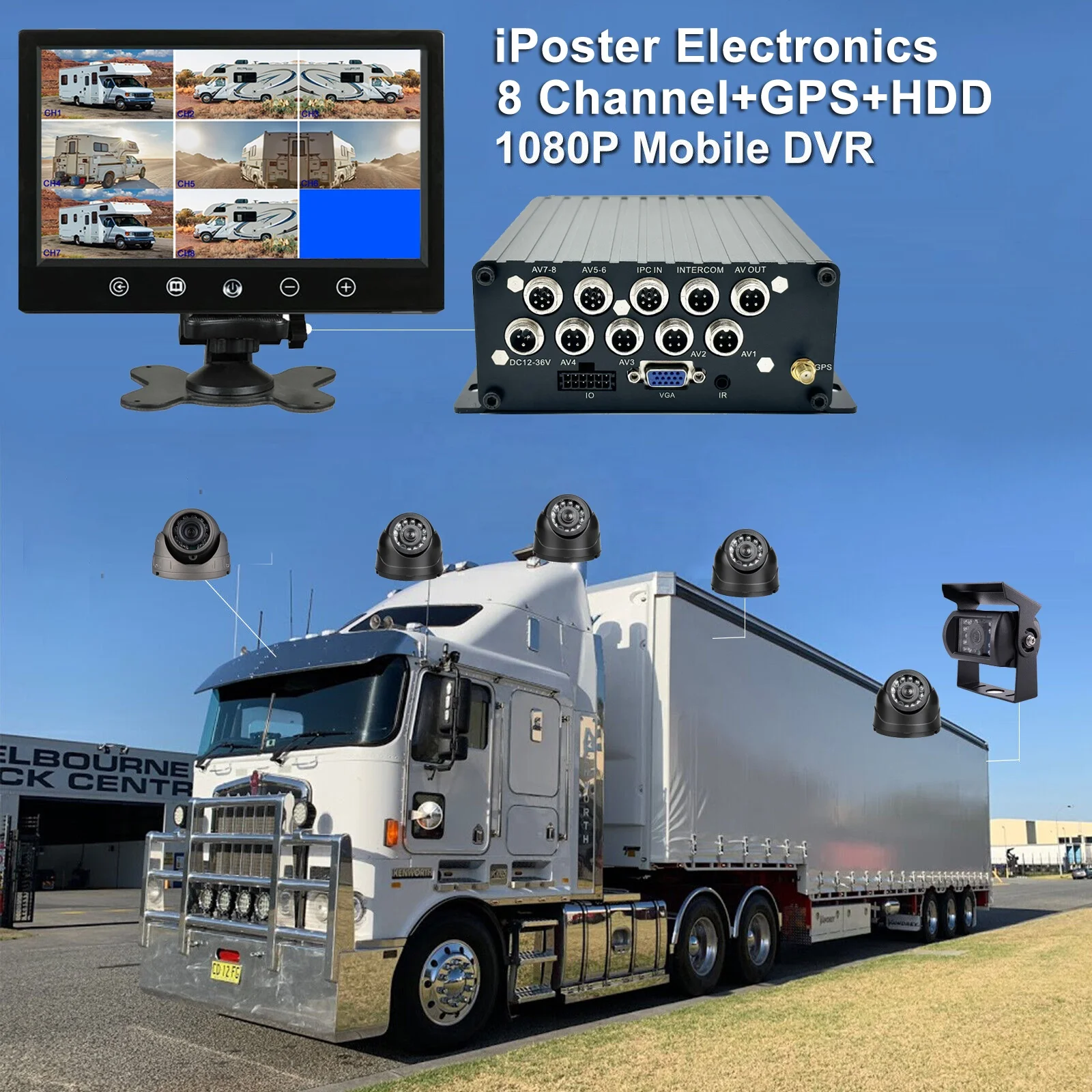 Factory Supply Track RV Caravan 6ch MDVR With Alarming Truck DVR Video Recorder 9in 6ch Front Rearview Kit