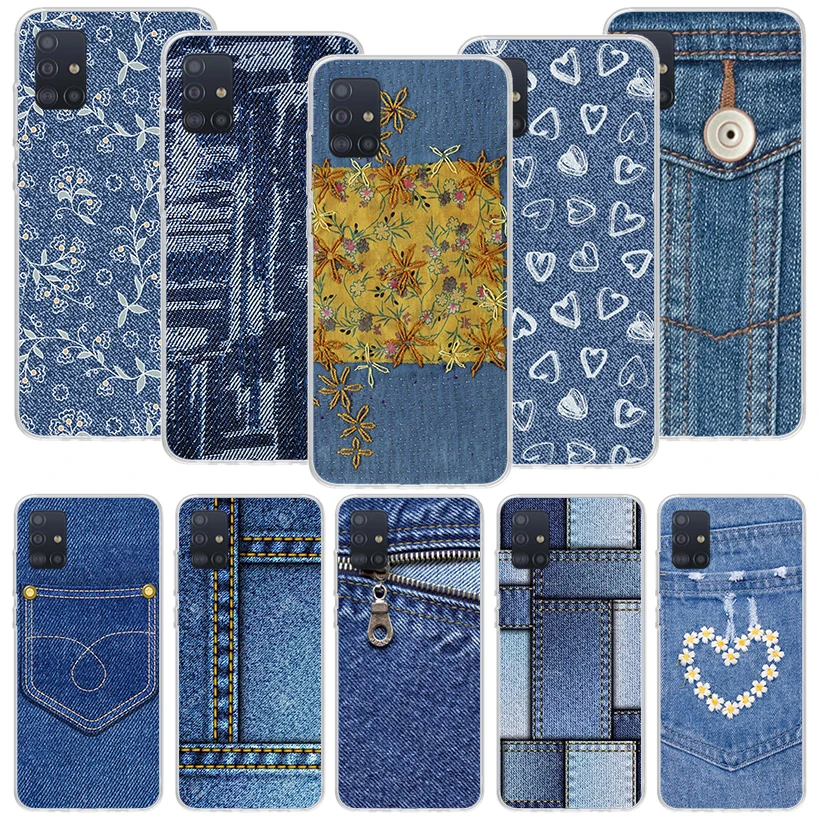 Jeans Cowboy Denim Printed Phone Case For Samsung Galaxy A51 A71 A41 A31 A21S A11 A01 A70 A50 A40 A30S A20E A20S A10S A6 A7 A8 A