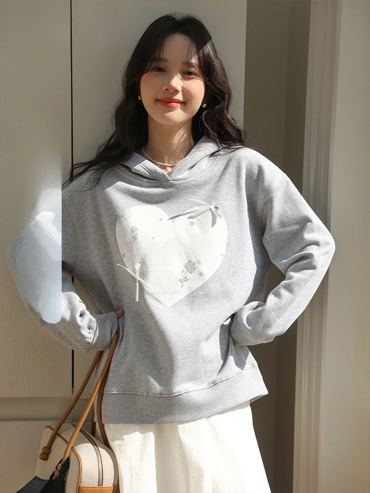 

Женская толстовка из чистого хлопка с цветным принтом, весенняя, повседневная, свободного кроя, с длинным рукавом, в стиле оверсайз, для отдыха