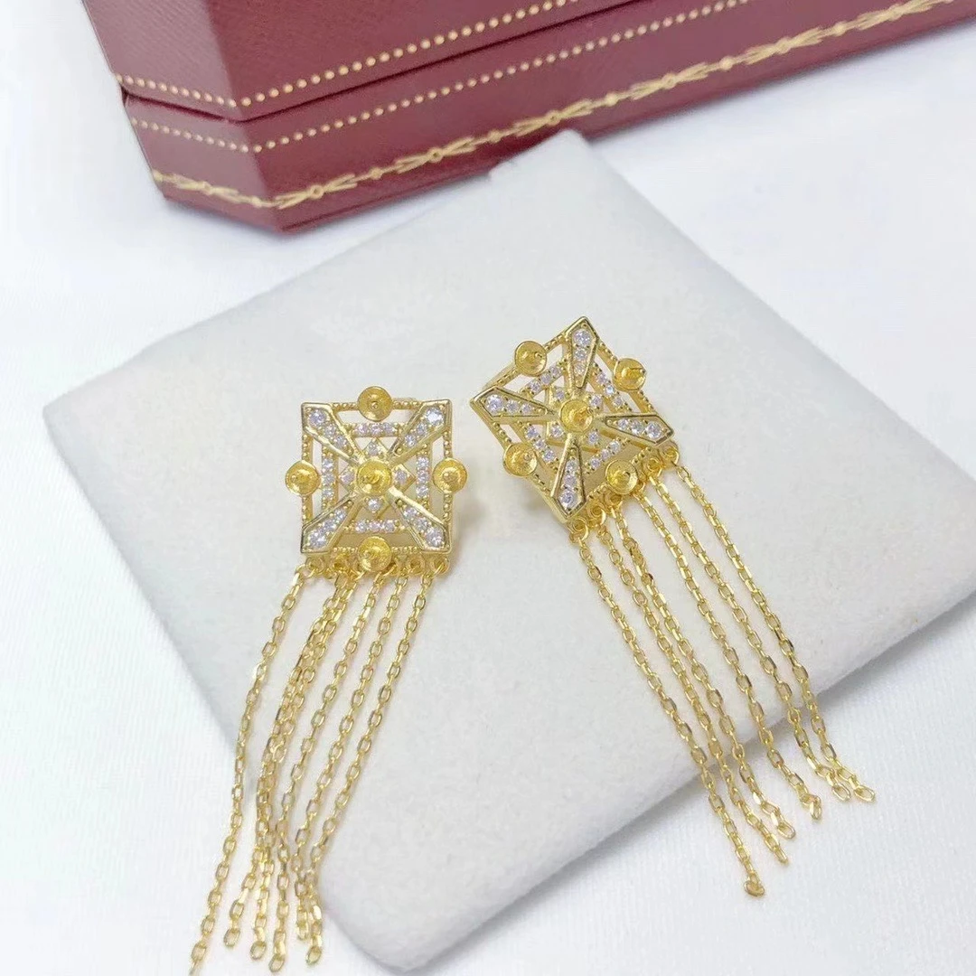 Wholesale S925 Sterling Silver Earrings Mount Findings Settings Base Mounting Parts Accessory for 3-4mm Pearls 5 pairs/lot