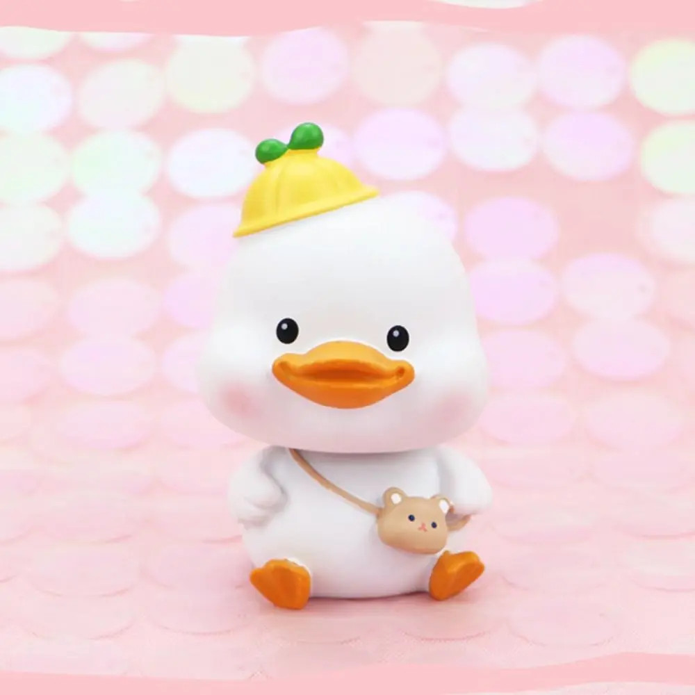 Kawaii Kawaii Cartoon Duck Ornament Exquisite Mini Shake Resin Duck Figurine Modern Durable lucky Duckling Doll Toy Car