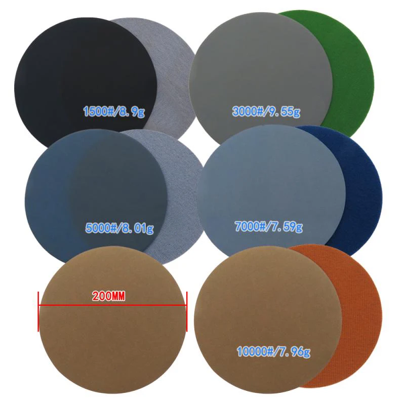 

1-100Pcs 8-Inch 200MM Plush Disc Water Sandpaper 1500 #-10000 # Automotive Repair Furniture Jewelry Polishing Wet Grinding Tool