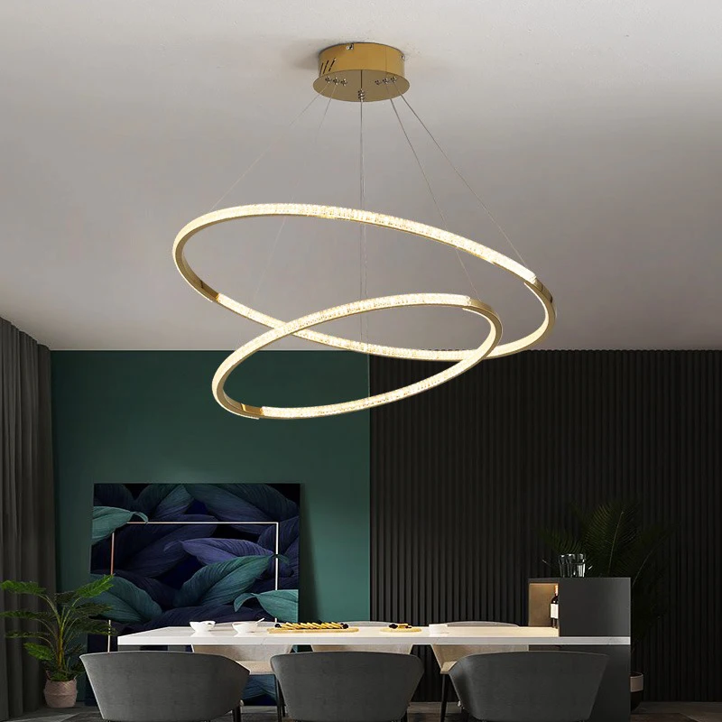 Lámpara colgante LED moderna Circular nórdica de lujo para decoración del hogar lámpara regulable para dormitorio sala de estar restaurante lámpara de luz interior