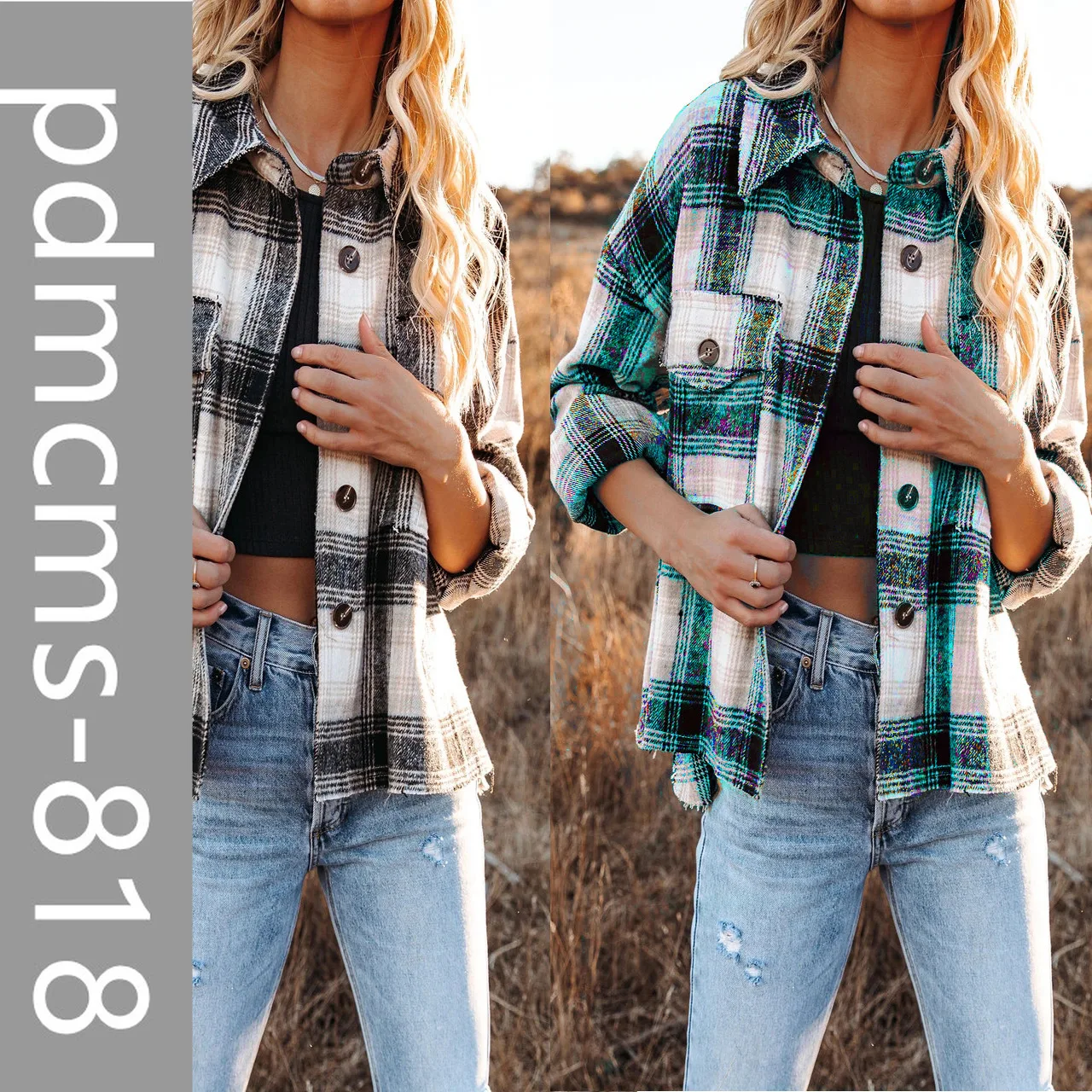 

Новинка 2025, европейская и американская осенне-зимняя свободная клетчатая рубашка с длинными рукавами INS, повседневный универсальный женский топ с рукавами «летучая мышь»