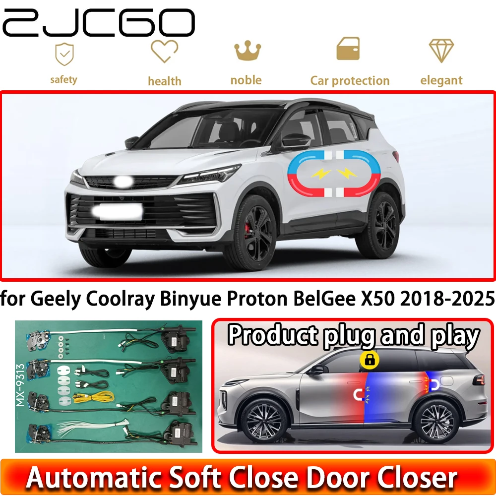 

ZJCGO for Geely Coolray Binyue Proton BelGee X50 2018-2025 Soft Close Door Power Closing Latch System Auto Pull Door Easy Close