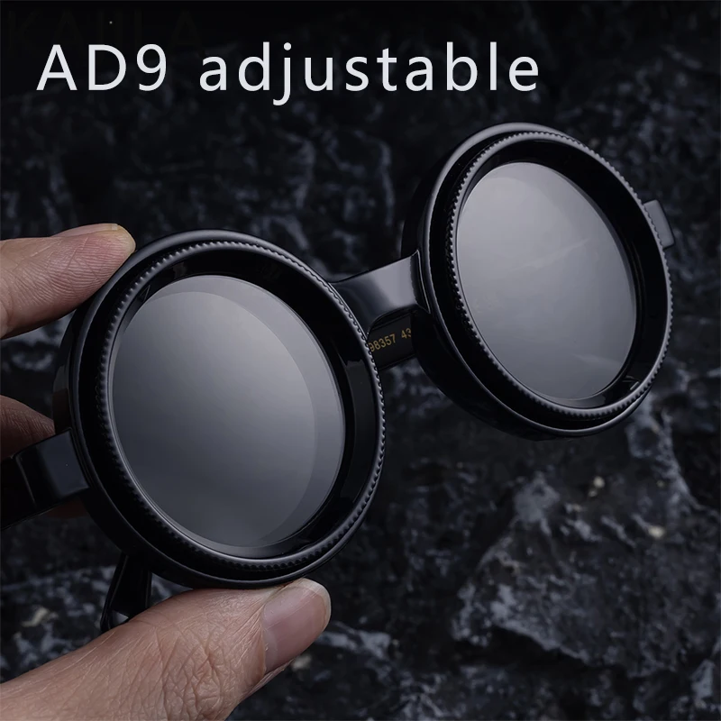 Polarized Small Frame Round Steampunk ND9 Adjustable Dimming Sunglasses Men Light-Reducing Sun Glasses For Fishing Driving UV400