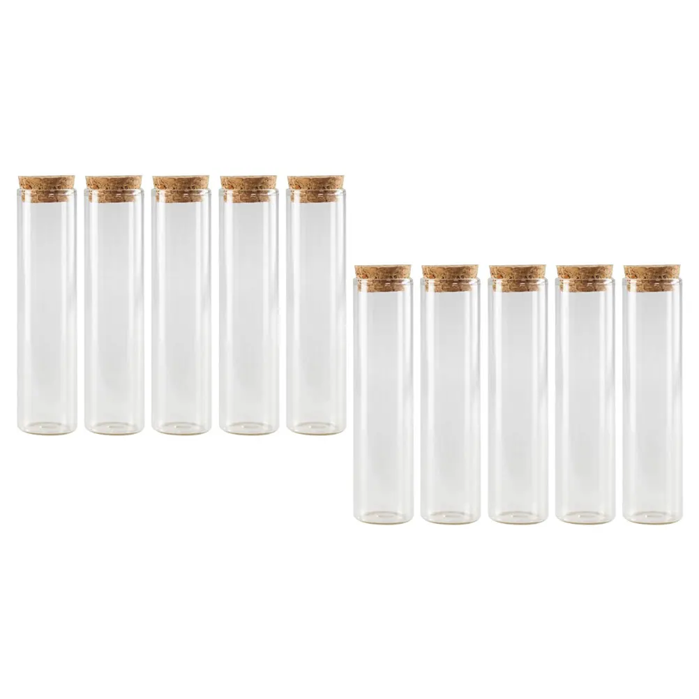 

10 Pcs Glass Bottles Clear Tubes Lids C y Storage Containers Decorative Favors Reusable Jars Wooden Cork Sealed Bottle For Tea