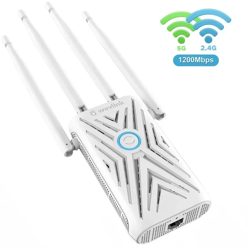 1200Mbps WiFi Repater Extender Dual Band WiFi Signal Booster 2.4G&5G Long Range Signal Repeater 4×5 Dbi Antennas Access Point