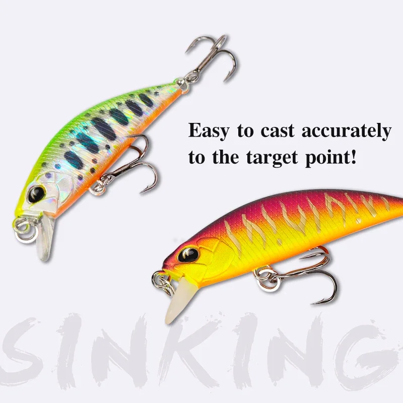 Рыболовная приманка TSURINOYA DW63, 50 мм, 5 г, тонущая вода, жесткая приманка Mini Minnow, искусственная маленькая приманка-карандаш, воблеры, жесткая приманка