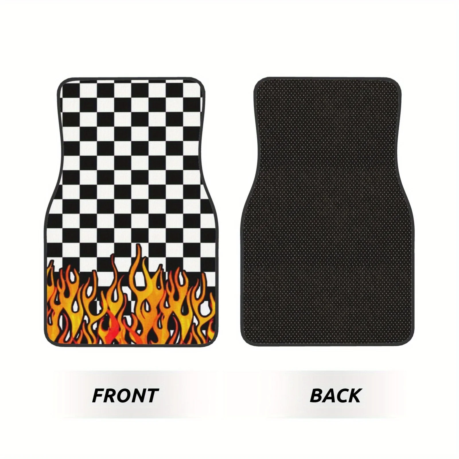 4pcs Plaid Flame Pattern Crystal Velvet Car Floor Mats Compatible For Most - Heavy-Duty Double Layer Composite, Light-Resistant