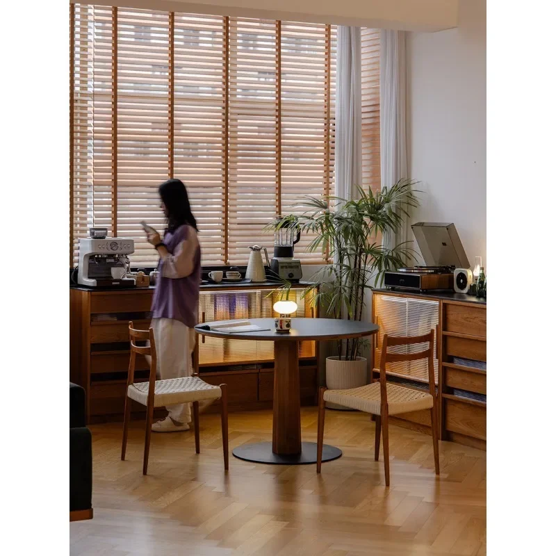 Dining side cabinet Cherry wood wall integrated locker Living room rock slab solid wood module combination locker