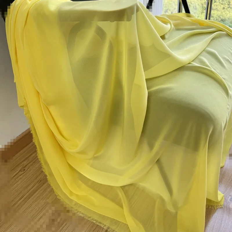 Butter Yellow Orange Sheer Chiffon Fabric Transparent Flowy Cloth for Outdoor Wedding, Party Backdrop and DIY Scene Decorations