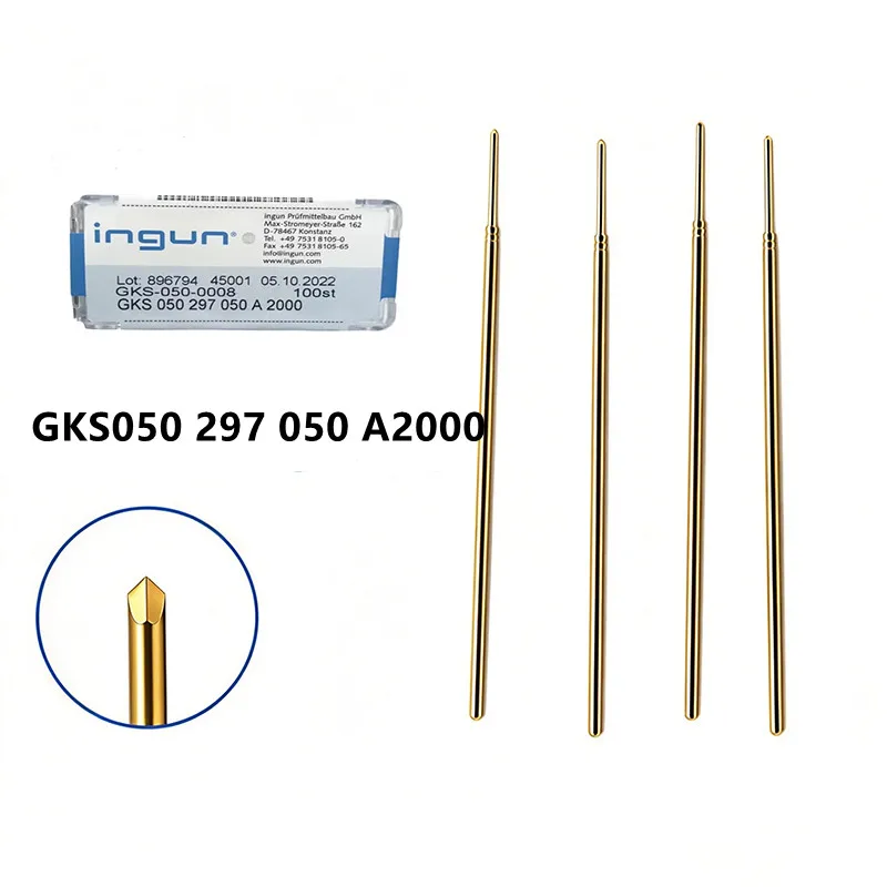 100PCS INGUN GKS050 297 050 A2000 Three-Sided Pointed Spring Test Probe Outer Diameter 0.78mm Length 43mm For ICT Testing