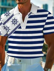 Anchor Men's Casual 3D Print Polo Shirt Outdoor Casual Daily Short Sleeve Turndown Polo Shirts Summer Spring S-5XL Lapel Polo