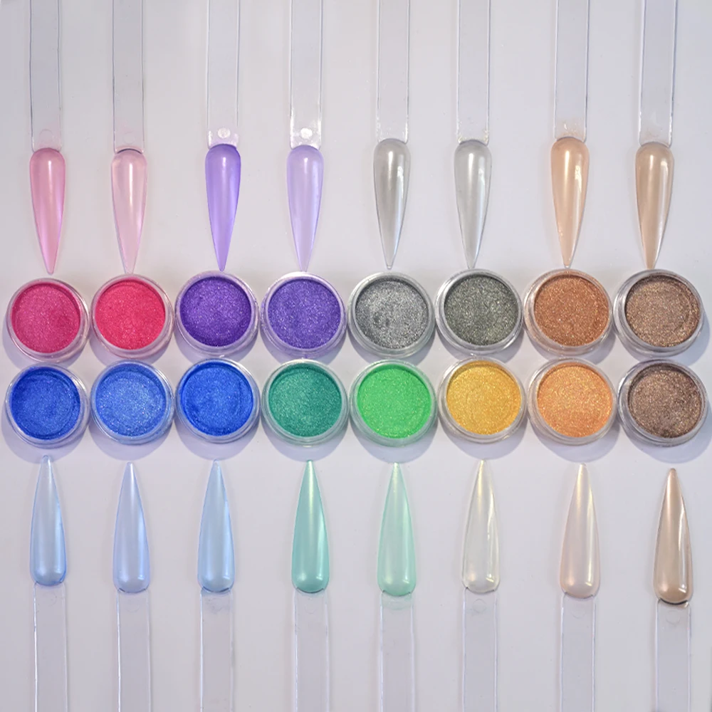 16 Potten Parel Poeder Pigment Nail Art Parelmoer Chrome Pigment voor DIY Epoxyhars Manicure Ambachten Nagel Wrijven Poeder Levert