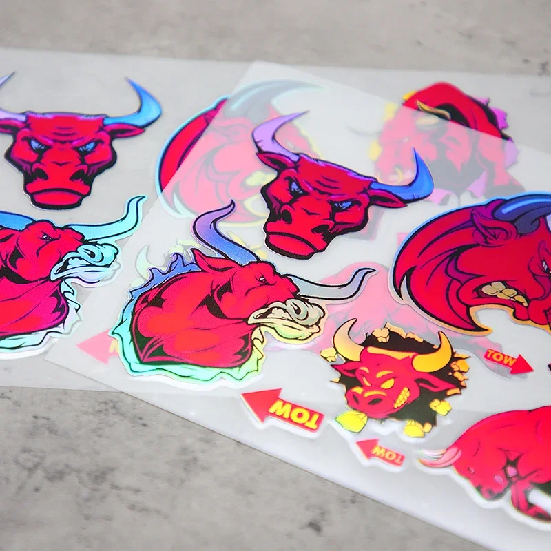 مجموعة واحدة من ملصقات الدراجات النارية بنمط الثور المجسم، ملصق بتصميم منفعل للدراجات النارية، ملحق التخصيص الخارجي