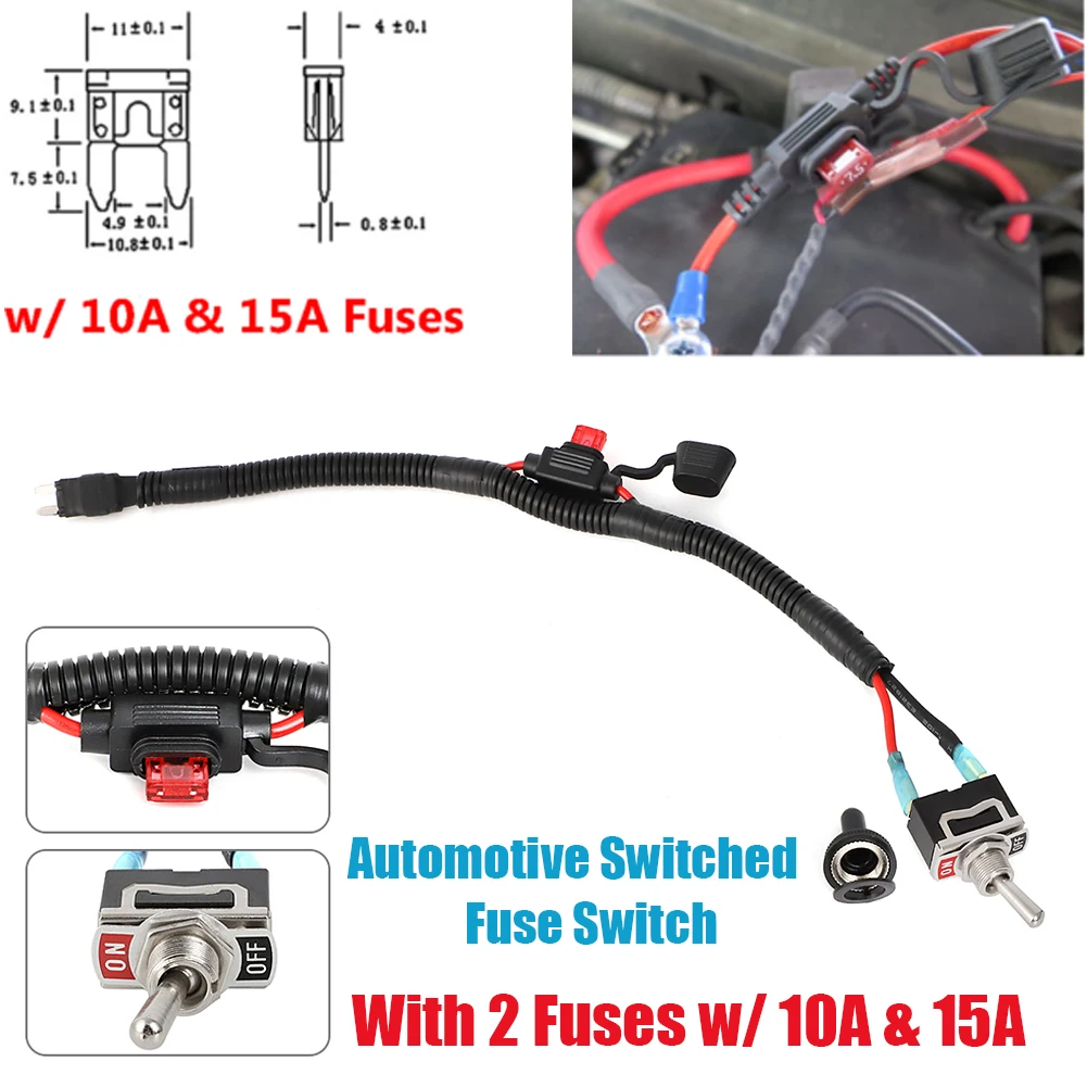 For Vehicles Mini Blade Fuse Automotive Switched Fuse Holder Fuses Kit 10A & 15A