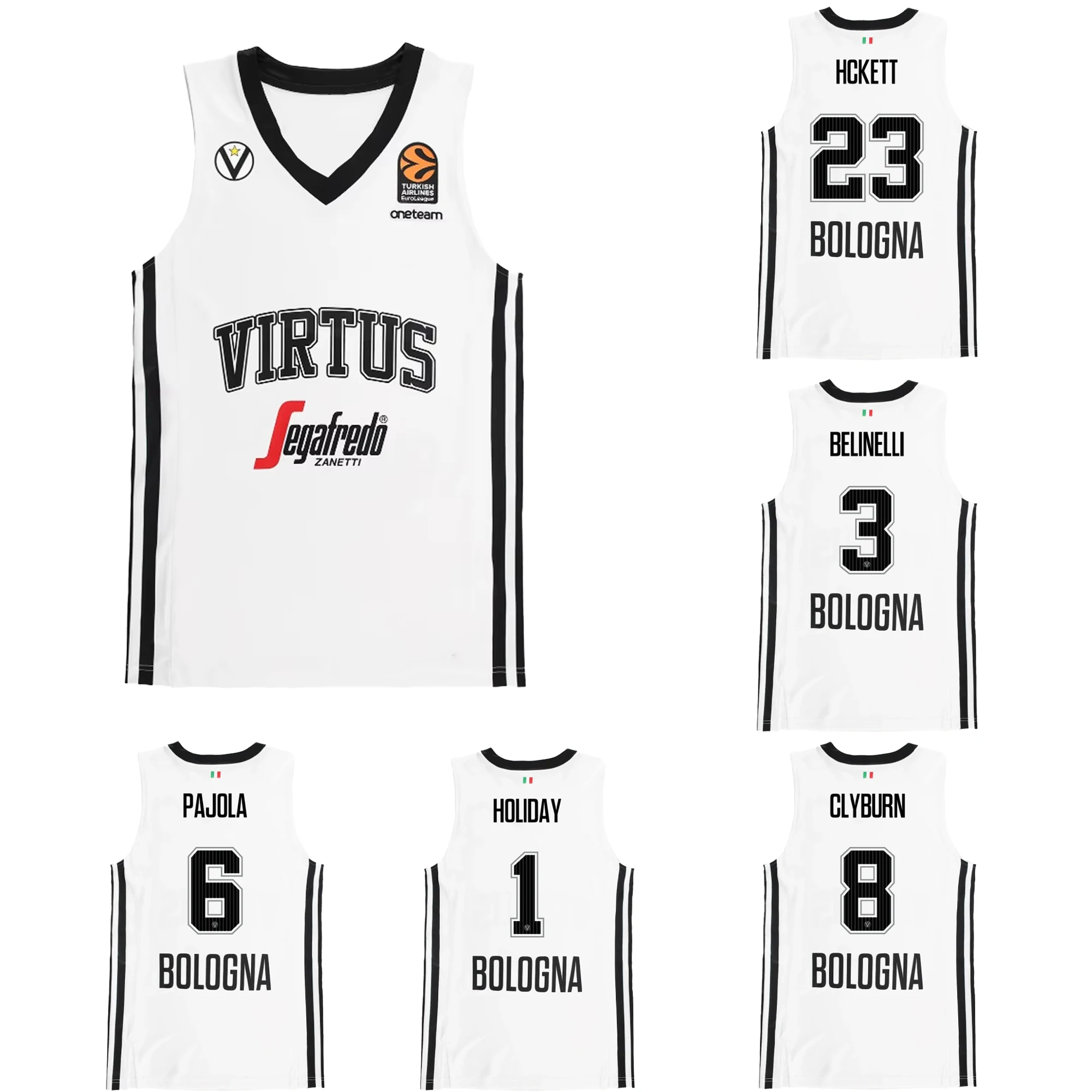 2025 Recién llegado Virtus Bolonia Blanco Euroleague Inicio Camisetas de baloncesto Impresión 3d Camisetas deportivas Verano Camiseta sin mangas de entrenamiento para hombres