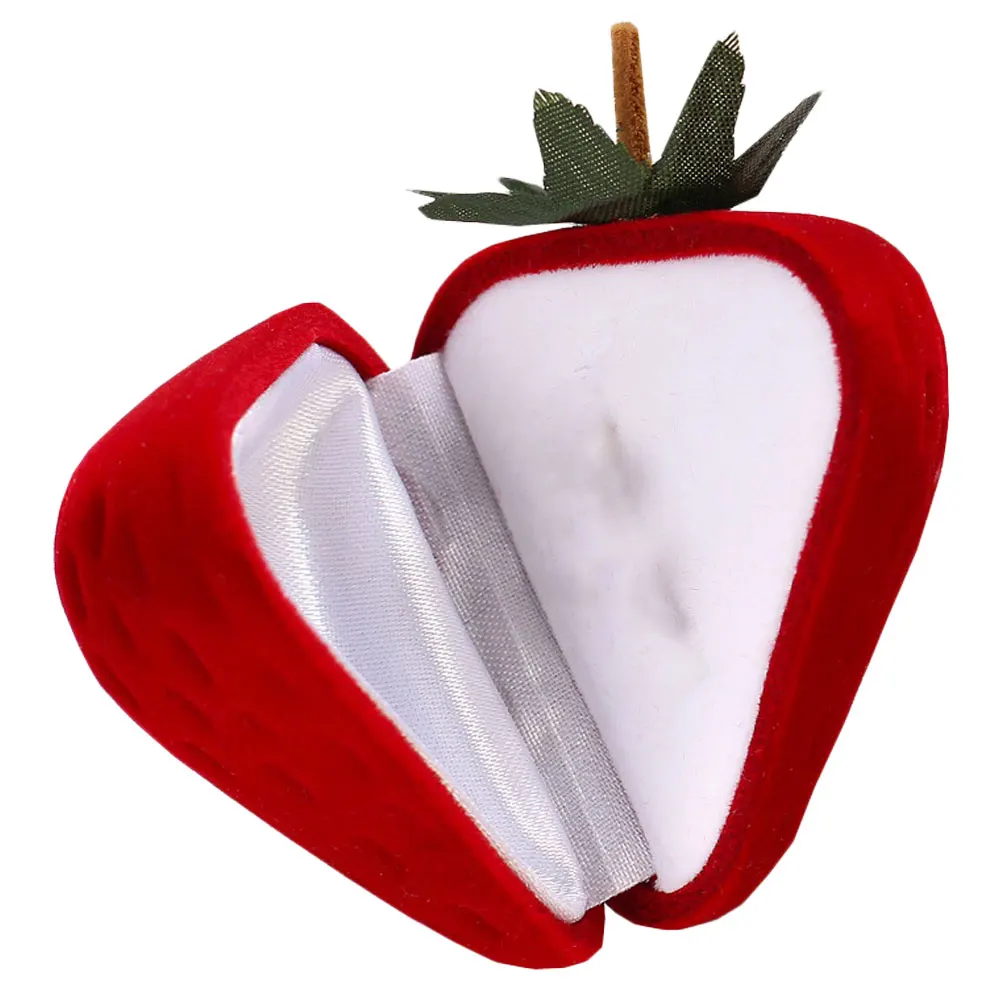 1 قطعة صندوق مجوهرات أحمر الفراولة شكل اصطف حلقة قلادة حقيبة للتخزين هدية التعبئة والتغليف المنظم صندوق مجوهرات القرط