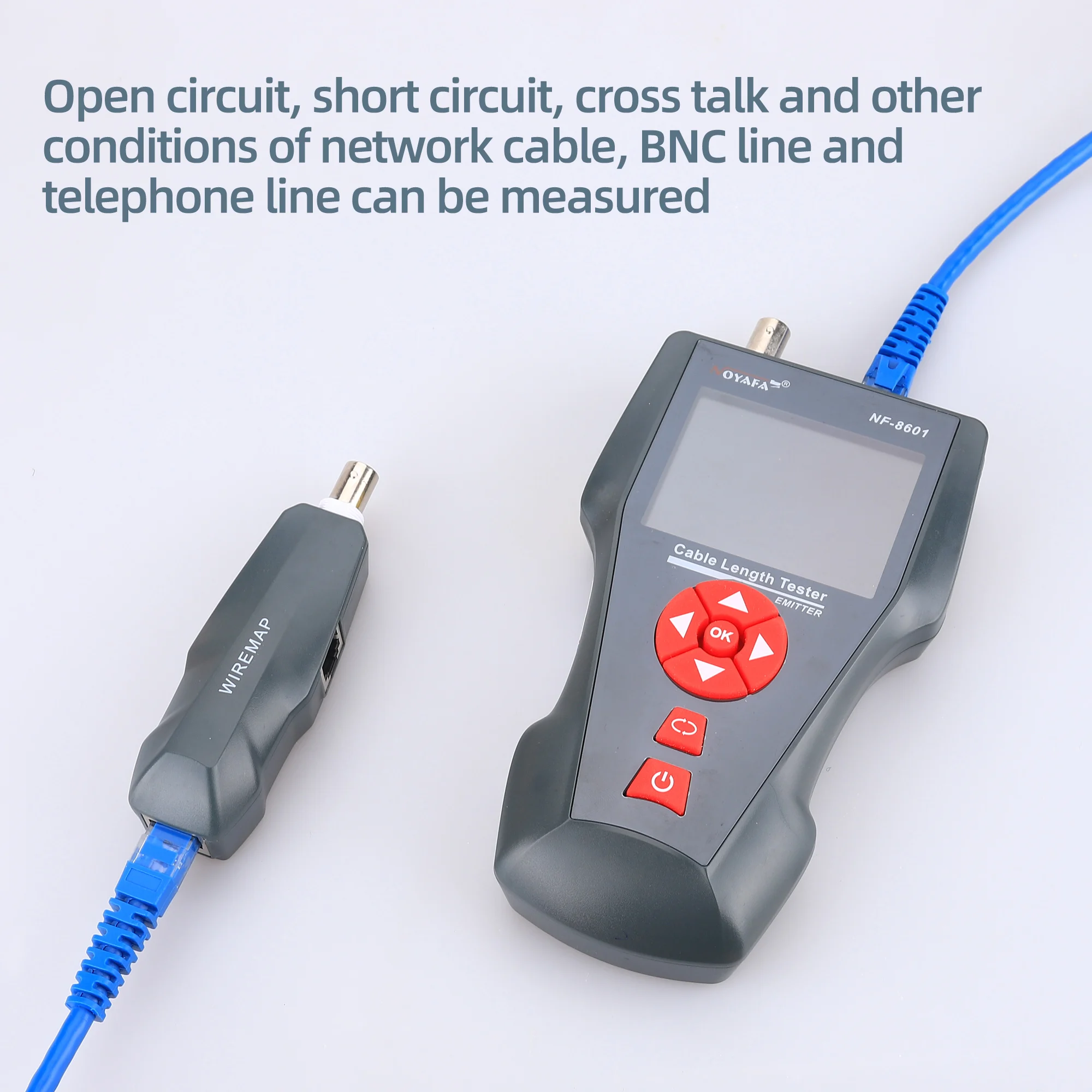 Multi-functional NF-8601 Network Cable Tester LCD Cable length Tester Breakpoint Tester For RJ45, RJ11, BNC, PING/POE with CE