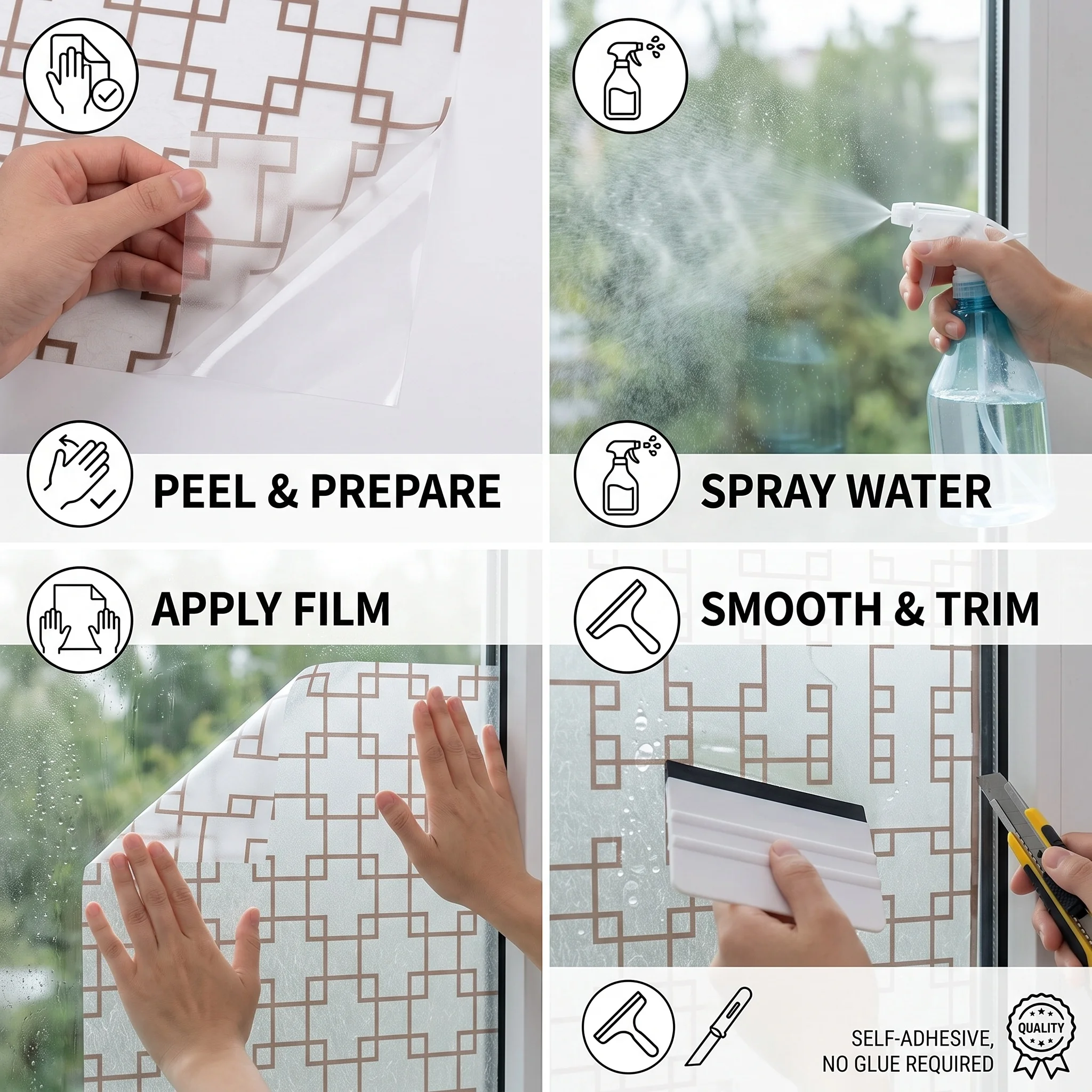 Self‑Adhesive Chinese Lattice - đánh giá và giá Window Insulation Film