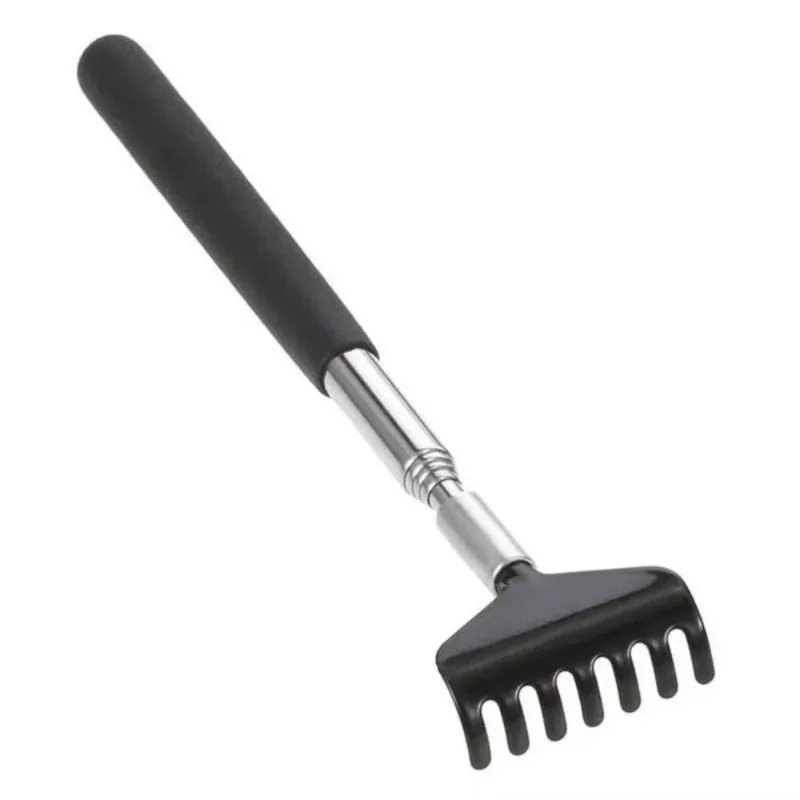 Telescopic Back Scratcher & Cat Teaser Wand - Stainless Steel Metal Massager with Carrying Bag, Interactive Self-Play Cat Toy
