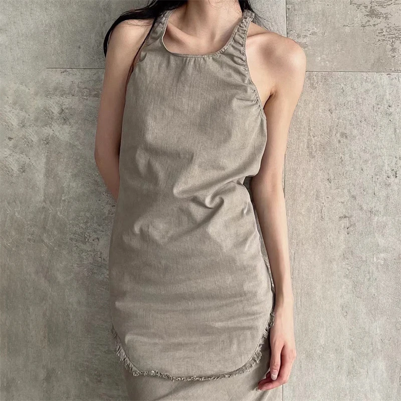 

Women's vest New retro washed round neck sleeveless top for summer 2025 High quality pure cotton Tank top y2k Women's t-shirt