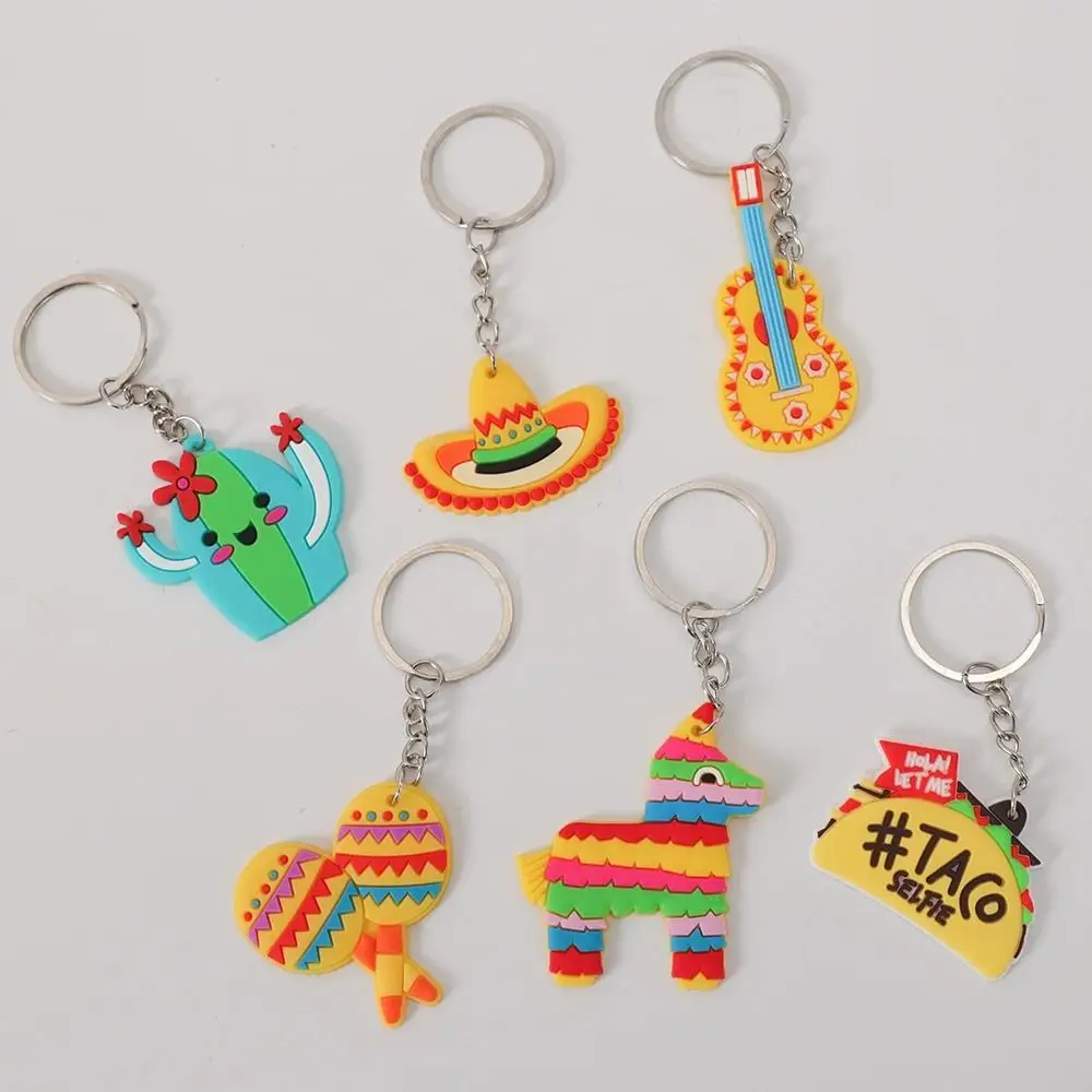 6 шт./компл. милые ПВХ мексиканские Keychians кактус хот-дог мультяшный кулон динозавр фиеста гамбургеры Keychians товары Вечерние