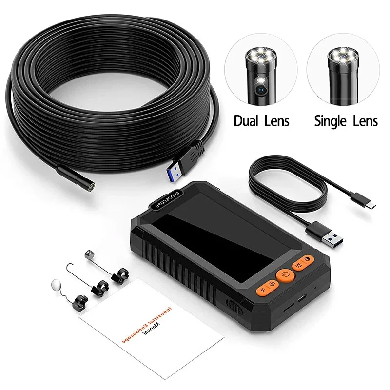 

8mm 1080P Dual Single Lens Industrial Drain Sewer Channel Borescope Automotive Endoscope Inspection Camera For Cars With Screen