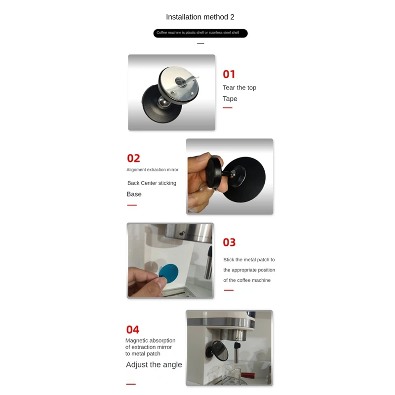 360°Espresso Shot Mirror Coffee Extraction Reflective Mirror for Bottomless Portafilter Magnetic Adjustable Tools B
