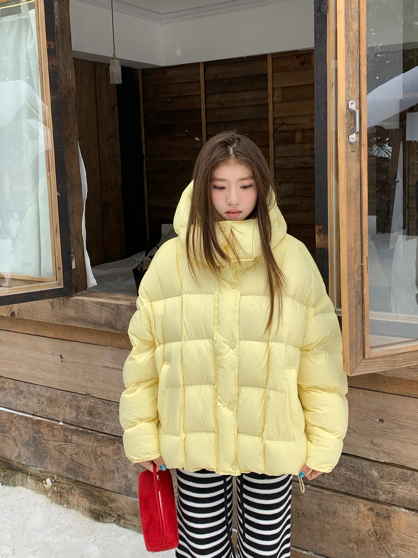 

Retro Orange Tree Vintage Women's down Jacket Hooded Warm Versatile Casual Style Thick Outerwear Nylon Fabric Zipper Closure ...
