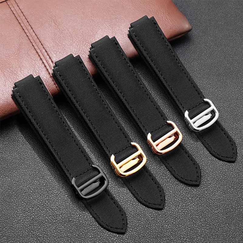 Convex Canvas Watch Strap for Cartier Black Knight Blue Balloon Patriot GT V2 Waterproof Nylon Bracelet