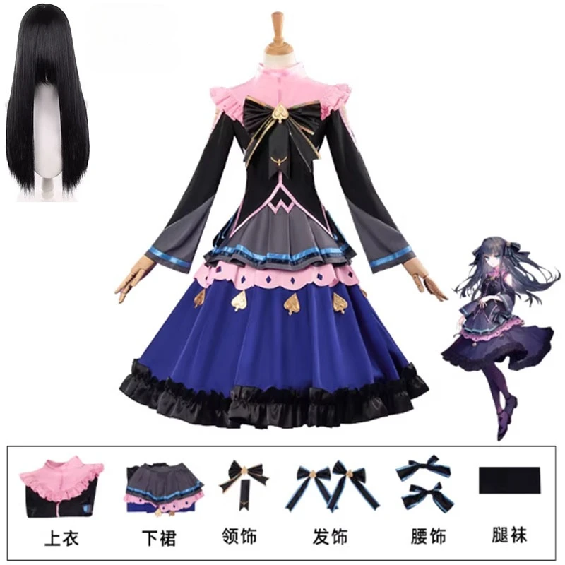 

Arcaea Tairitsu Cosplay Wig Women Cute Pink Blue Black Gothic Lolita Dress Halloween Costume Christmas Party Outfit