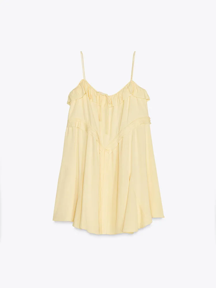 Sexy Strapl Layered Decorated ort Dr Women's New Arrival Summer A-Line Midi Dr  Color Casual Faion Dr