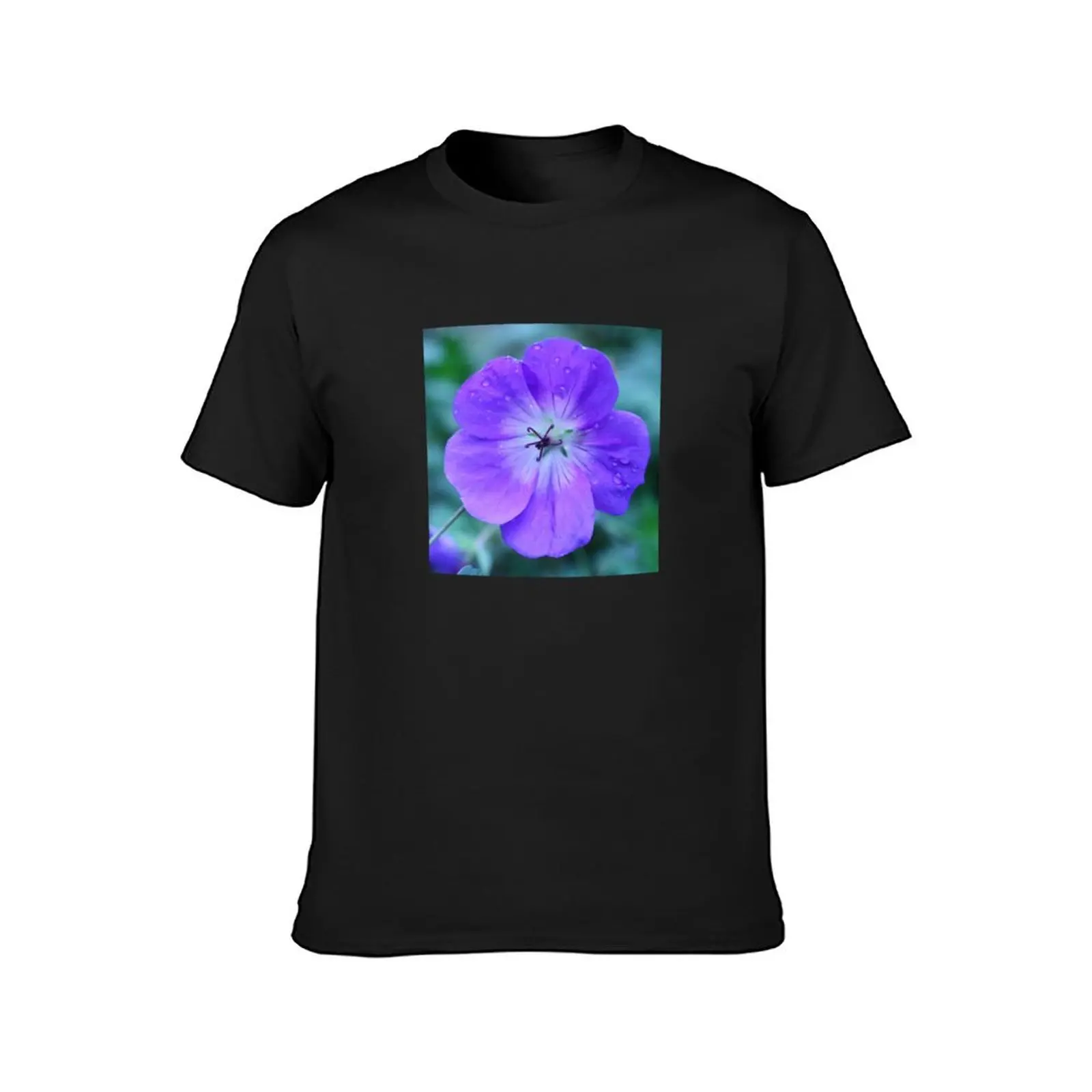 Purple Petunia Flower Pinwheel Rain Drops T-Shirt graphics boys whites sports fans plain white t shirts men