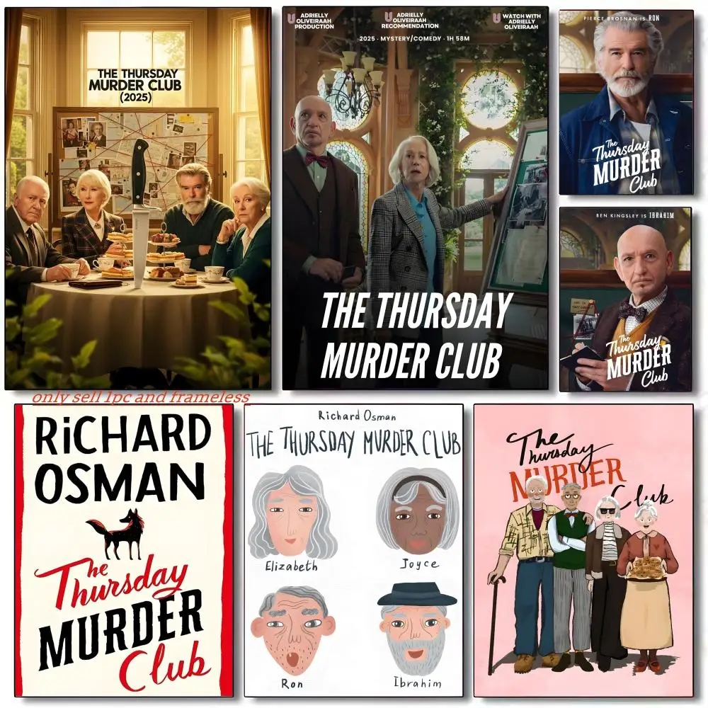 Mystery movie T-The Thursday Murder Club Poster Wall art poster paintings are suitable for clubs living rooms bedroom