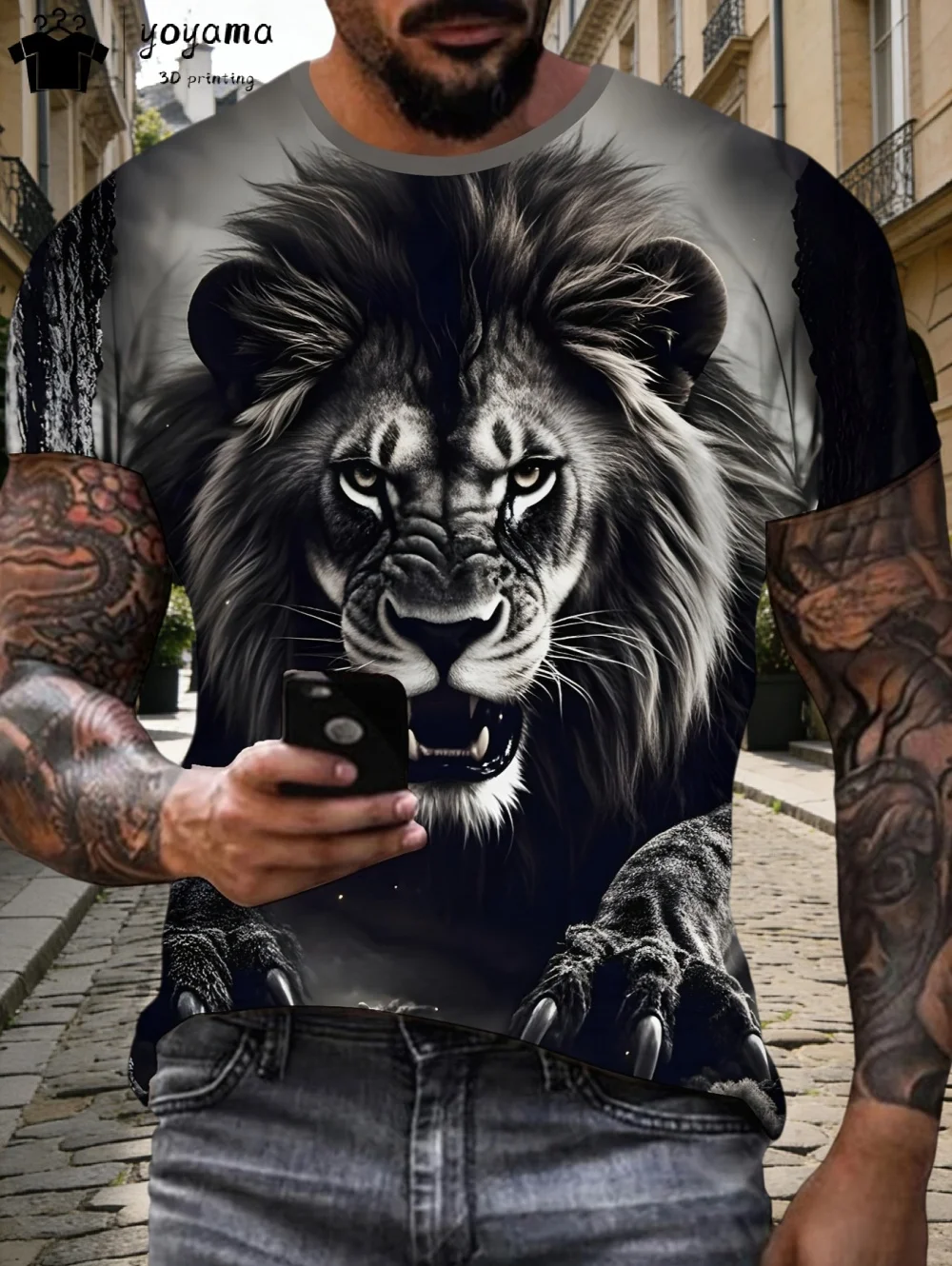 

Men's T-Shirt Summer Daily Casual Animal Graphic 3D Printing T-Shirt Outdoor Sports Fashion O-Neck Short Sleeve Men's Clothing