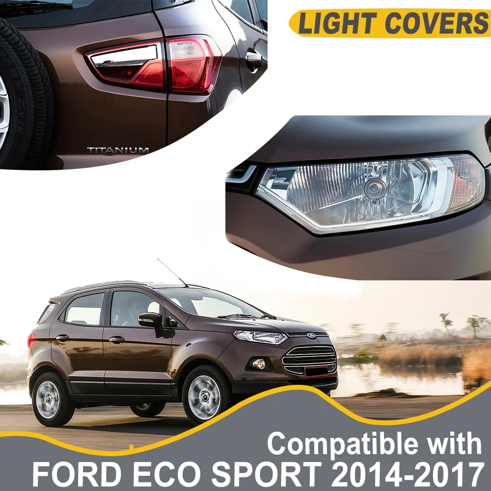 

Light Cover For Ford Ecosport 2014 2015 2016 2017 ABS Matte Black Front Rear Light Lamp Cover Car Exterior Accessories