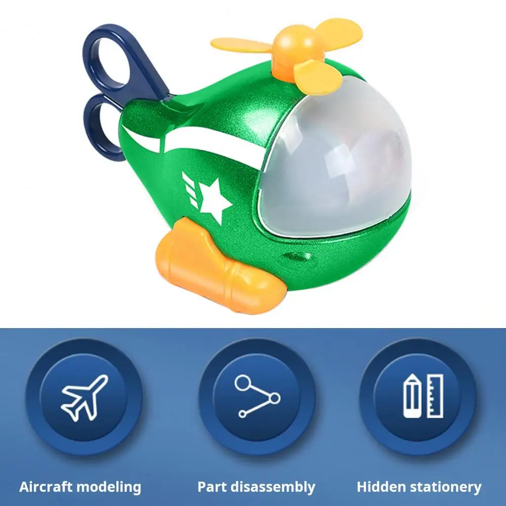 Kids Airplane Toy 6-in-1 Cartoon Helicopter Toy Stationery Set for Kids Pencil Ruler Scissors Sharpener Eraser Stapler for Boys