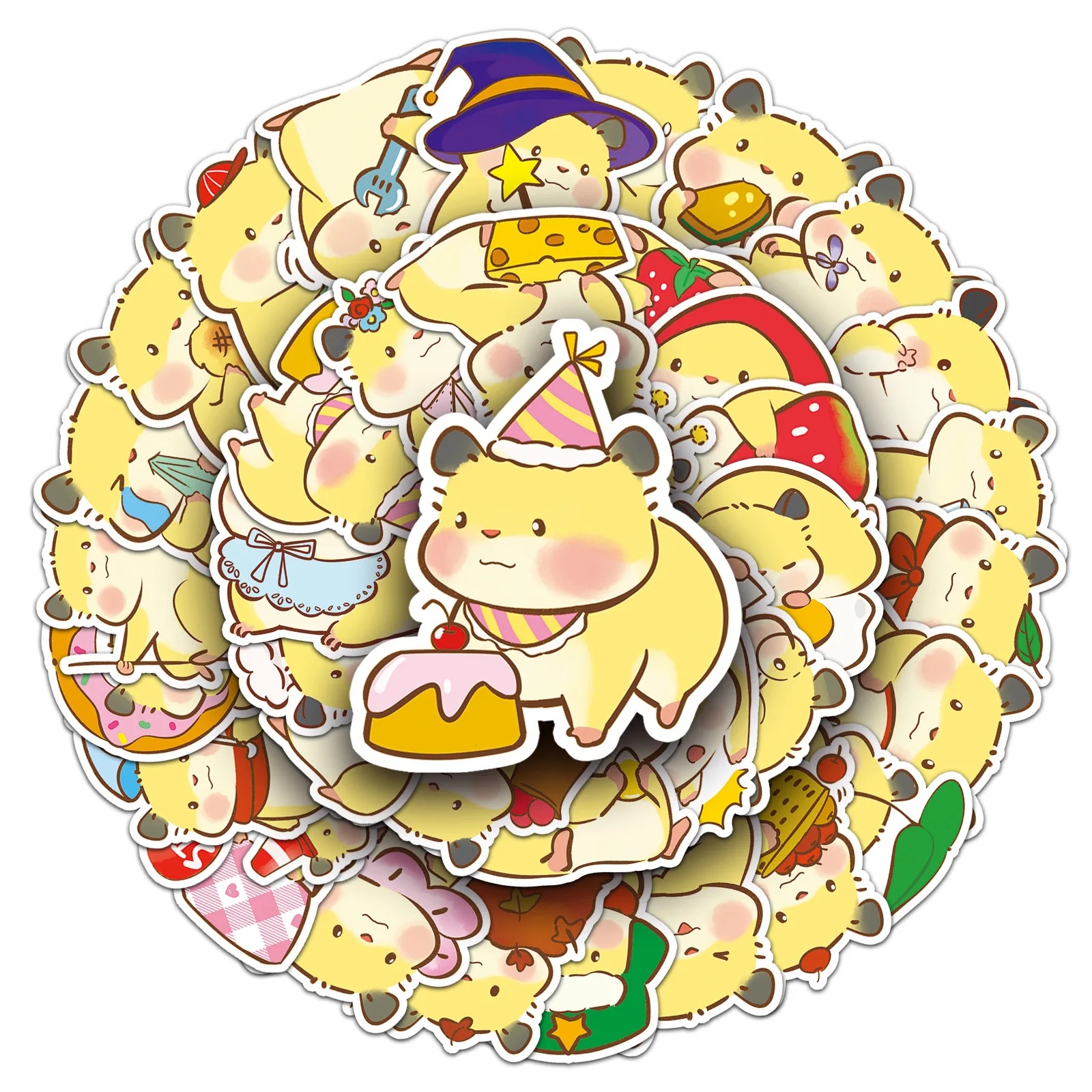 50 pçs bonito dourado hamster animal de estimação graffiti adesivos kawaii animal dos desenhos animados decalque notebook telefone guitarra skate adesivo à prova dwaterproof água