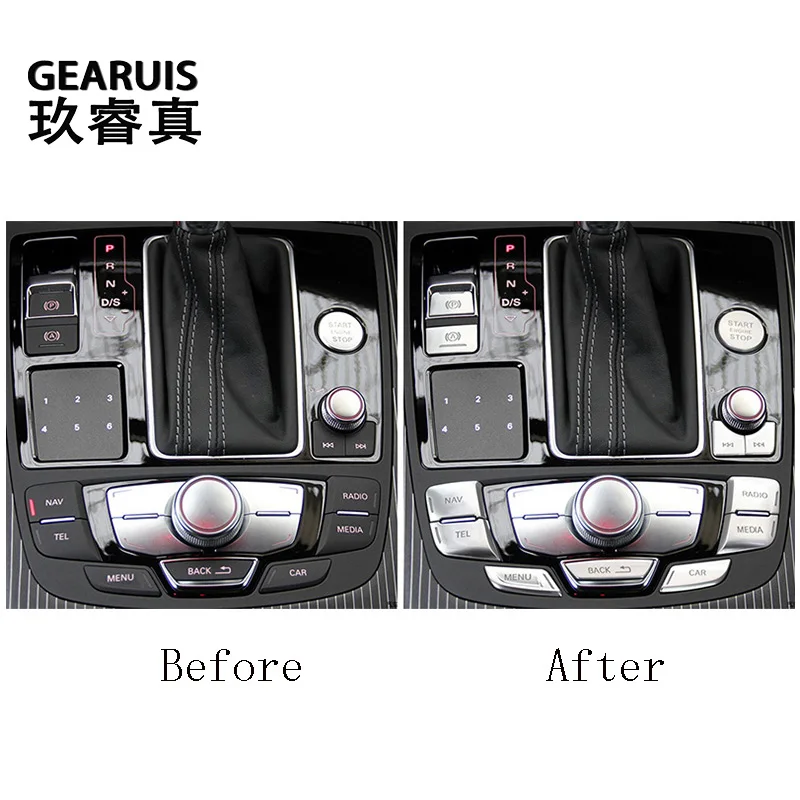 Car Electronic Handbrake Engine Start Stop Central control Gear Switch button Sticker For Audi RS6 RS7 S6 S7 C7 2012-2018 A6 A7