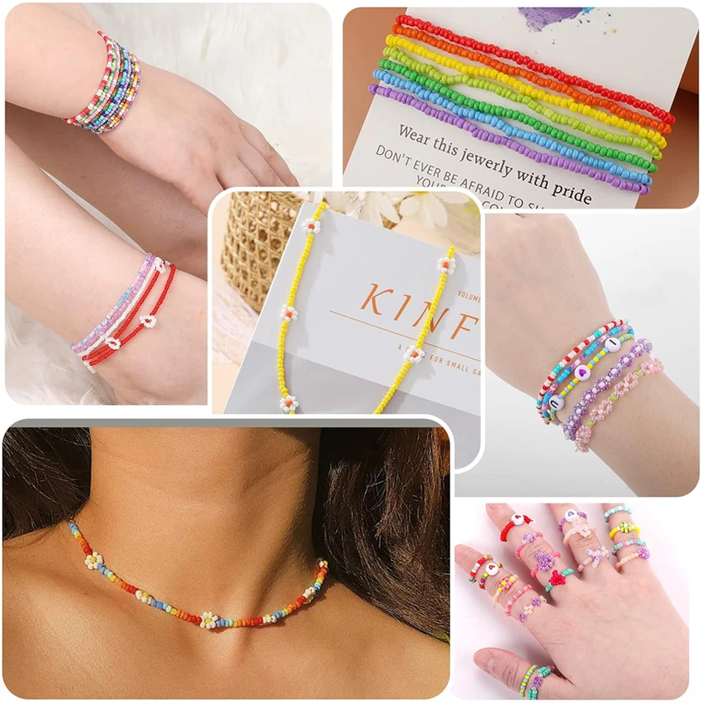 1set Glass Seed Beads Box Set with Tools Alphabet Jewelry Making Bracelet Necklace Rings DIY Costume Decoration Accessories