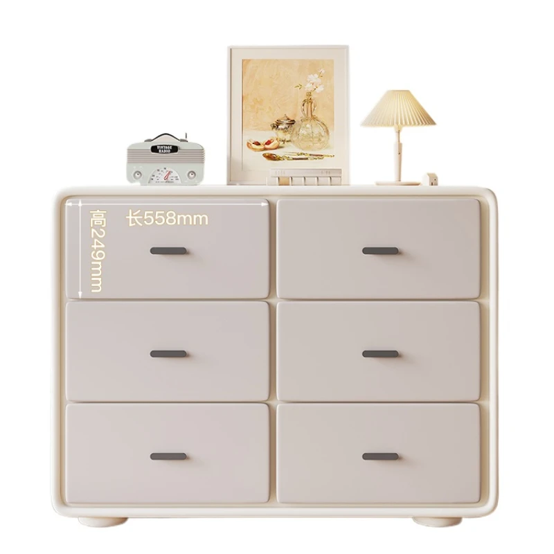 Yjq Ultra-Thin Bedroom Light Luxury Chest of Drawers Solid Wood Storage Cabinet Six Buckets Storage Chest of Drawer