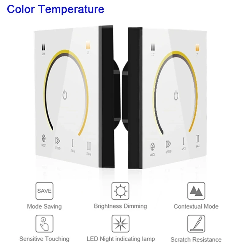 Imagem -03 - Sty Controlador do Painel de Toque Dimmer Temperado Interruptor de Parede de Vidro para a Única Cor Temperatura de Cor Rgb Rgbw Tira Conduzida Dc12v 24v 86