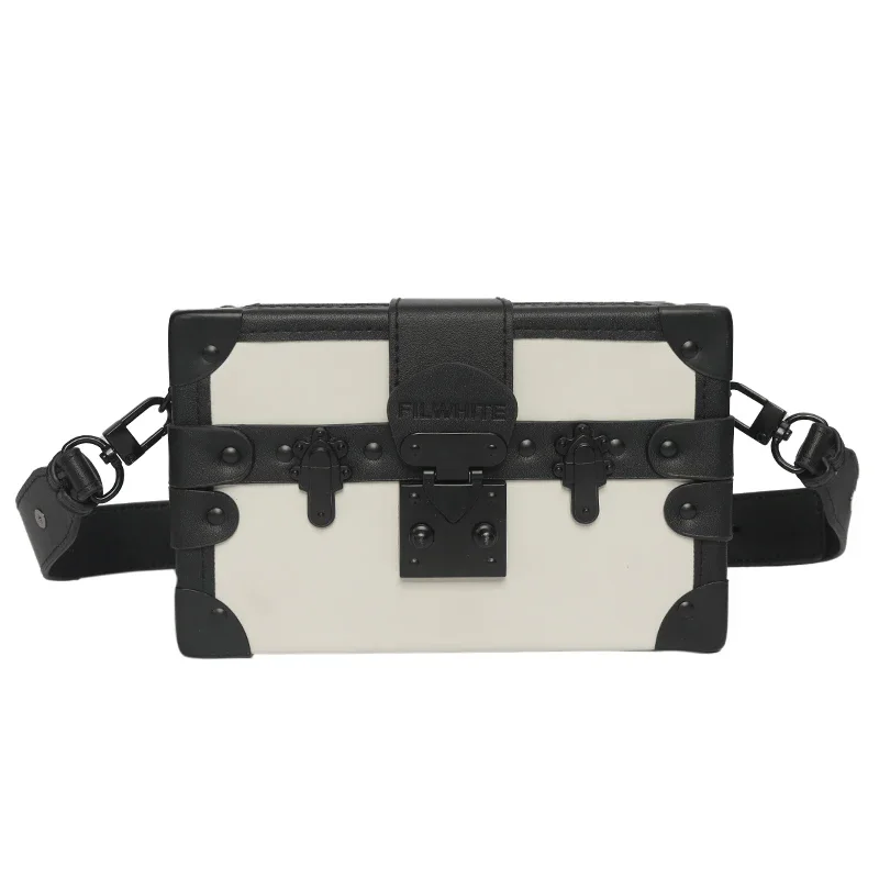 2026 New Vintage‑Trunk‑Box PU Crossbody Bag, Rivet‑Lock Light‑Luxury Leisure Couple‑Style Shoulder Bag for Men & Women Daily Use