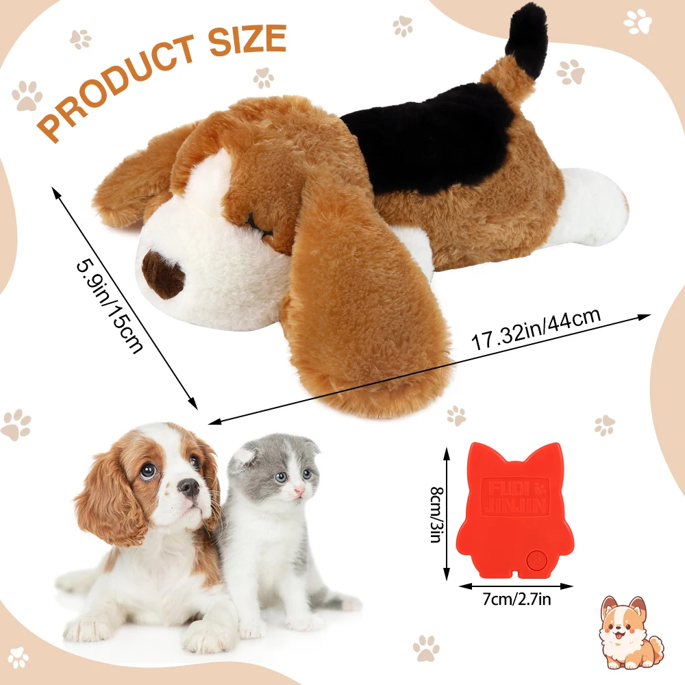 Puppy Dog Heartbeat Toy, Sleep Aid Crate Kennel Training Puppy Toy, Interactive Pet Squeaky Chew Dog Toy