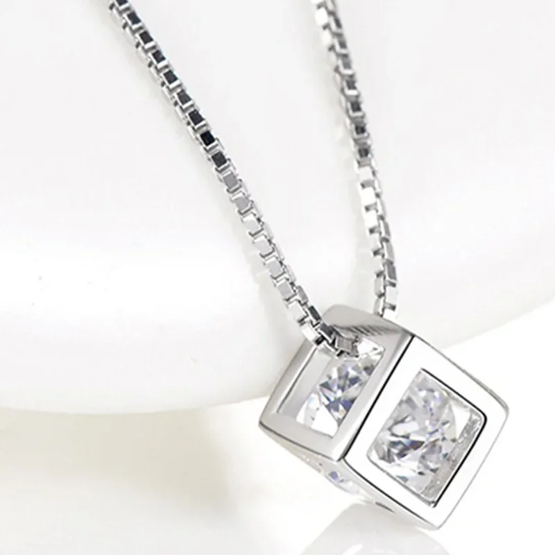

Love Cube necklace, Water Cube necklace pendant, women's silver collarbone chain