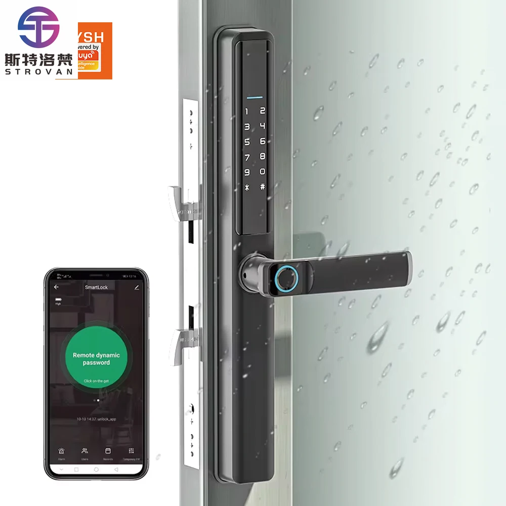 

STLF Waterproof Tuya App Wi-Fi Smart Lock Fingerprint Aluminium Door Lock Narrow Profile Cloud Wooden Door